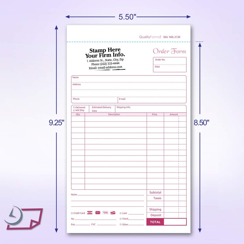 NextDayLabels - NCR Carbonless Order Forms, Bound Wraparound Cover, 50 Sets per Book. (5-1/2 x 8-1/2" - 2 Part) - Image 5